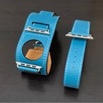 A OKAY Blue Top Genuine Leather Apple Watch Strap Set for 42mm/44mm Photo 5