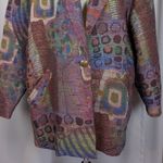 American Vintage 90s Vintage Tapestry Oversized Abstract Print Blazer Green Red Multicolor Large Photo 14