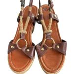 American Vintage Y2K VTG. BROWN BUCKLE ROPE WEDGE SANDALS HILLARD & HANSEN SZ. 8β Photo 2