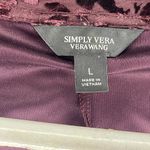 Simply Vera Burgundy Scoop Neck Velvet Textured Leopard Print L/S Top sz L Photo 3