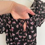 Ultra Flirt Black Burgundy Butterfly Print Mesh Tie Neck Y2K Ruched Mini Dress M Photo 8