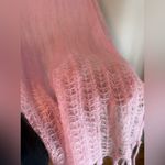 Baby Mo Mohair Wool Loose Knit Pink Scarf With Fringe 20” x 80” Fabulous!! Photo 2