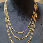 Women's Layered Gold Chain Pearl Necklace With Toggle Clasp Elegant Jewelry Photo 0