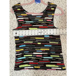 Woman’s V Neck Top Multi Color Geometric Print Stretch Large Dress Barn Black Photo 4