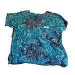 Womens Uniform Scrub Med Blue Seahorse Shells ocean Top Size 6 Photo 0