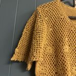 Newport News Newport News JEANOLOGY Crochet Overlay Sweater Short Sleeve Top Golden M/L Photo 3