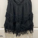 Billabong  Designers Closet Black Strapless Fringe Tiered Mini Dress Photo 3