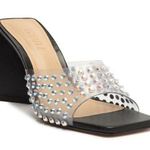 Schutz  Heel Lizah Crystal Vinyl Sandal Mule Slip On in Black Sz 8.5 NWOB *flaws* Photo 0