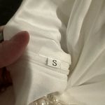 Pearl embellished strapless corset white midi dress side zip back tie sz s Photo 8