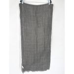 John Lewis Plaid Blanket Scarf Gray Cotton Wool Blend Metallic Fiber Fringe Photo 2