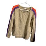 THML  Small Knit Sweater Tan Purple & Orange Stripes Crewneck Photo 1