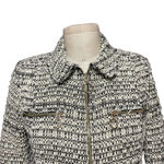 ZARA Short Zipped Tweed Jacket Blazer Cream Black Size Small Photo 3
