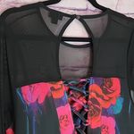 Torrid  MINI SCUBA ILLUSION NECK DRESS BLACK FLOWERS 1X Photo 8