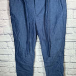 Banana Republic Avery Tie Waist Linen Blend Ankle Pant Blue Size 4 Photo 0