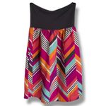 Roxy Womens Strapless Dress Multicolor Chevron Gray Bodice M Teal Orange Black Photo 3