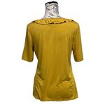 Loft Mustard Yellow Ruffle Scoop Neck Short Sleeve Top Size M Photo 4