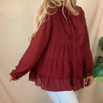 Pretty Garden Burgundy Long Sleeve Tunic size Medium Photo 0