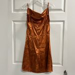 SheIn  Draped Neck Burnt Orange Floral Satin Mini Dress - Size XL - NWT Photo 1