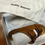 Isabel Marant NIB Folk Laser Lennyo Leather Sandals Cognac Tan Brown 8 1/2 Photo 11