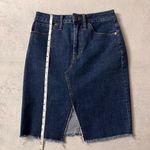 Madewell Women's Raw Hem Front Slit Denim Skirt Blue Stretch Midi Size 27 Photo 6