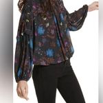 Free People  Wildflower Honey Top Black Floral Size Small Photo 2