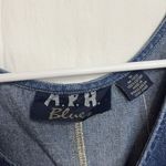 M.P.H. Blues Denim Dress M Sleeveless Floral Embroidery Side Button Front Pocket Blue Size M Photo 3