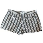 Club Monaco  Medium Gray White Stripe Seersucker Scallop Hem Flat Front Shorts Photo 1