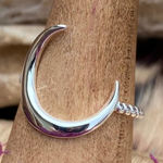Large Crescent Moon Sterling silver Ring 8,9,10 Silver Photo 0