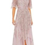 Mac Duggal 93681 Vintage Lilac Pink Sequined Butterfly High Low Gown Dress 2 Photo 0