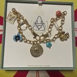 Gold tone and Blue Charm Bracelet with Delicate Charms for your handbag Photo 4