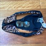 Brave Soul Leopard Print and Solid Black Reversible Bandeau Bikini with High Cut Bottoms Photo 4