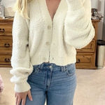 Free People We The Free Women's M Cream Knit Button Front Cropped Cardigan Soft Photo 0