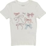 Hollister Bow Print Coquette Short Sleeve Crewneck Ribbed T-Shirt XS Coquette Photo 2