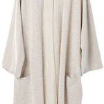 DONNI ribbed cardigan pockets one size fits all grayish taupe oatmeal color Gray Photo 0