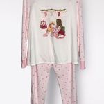 Jane & Bleecker  Pink & White Fleece Stripes Snowflakes Christmas Pajamas Large Photo 0