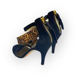 Cynthia Vincent ❤︎ Calf Hair Leopard Stiletto Sandals ❤︎ Black Suede + Leather Size 7 Photo 5
