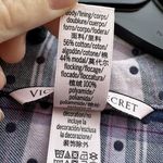 Victoria's Secret Sleep Shirt Flannel Blue Pink Plaid Dot Button Size Small Photo 4