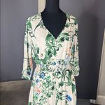 Women’s Floral Maxi Dress 3/4 Sleeve Empire Waist Button Front V Photo 1