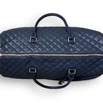 Ms. Lovely Blue Quilted Faux Leather Duffel Bag 22" Travel Weekender Tote NWT Photo 4