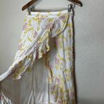Majorelle  Womens SMALL Wrap Peanut Skirt White Yellow Floral Embroidered Ruffle Photo 4