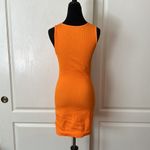 BRIGHT ORANGE BASIC RIBBED SEAMLESS SPLIT LEG TANK DRESS Size M Photo 2