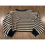 Beach Riot Ava Pullover Stripes Cropped Metallic Gold Acrylic lounge Sweater XL Photo 5