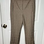 Veronica Beard  Arte Brown Plaid Striped Ankle Cropped Trouser Pant Sz 12 Photo 2