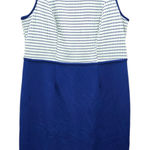 Maya Brooke Blue Midi Office Sequin Beaded Formal Preppy Party Dress Plus 14W Photo 0