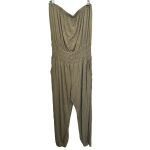 NWOT Blue B Strapless Jumpsuit Smocked Olive Green Casual Size Large Jersey Knit Photo 1
