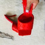 None Red Leather Women PeepToe Sexy Heels Slip On Party Christmas Sandals Size 6.5‎ Photo 9