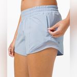 Lululemon Women Size 4 Hotty Hot Blue Linen Running Shorts w/Liner Zip Pocket Photo 2