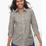 Talbots Leopard Animal Print Button Down Shirt Plus Size 1X Long Sleeve Photo 0