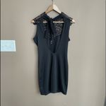 Lulus ‎ High Neck Lace Open Back Mini Dress in Black Size Large Photo 3