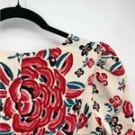 Rebecca de Ravenel women Abstract Floral Puff Sleeve Silk Blouse Top Cream Red 4 Photo 3